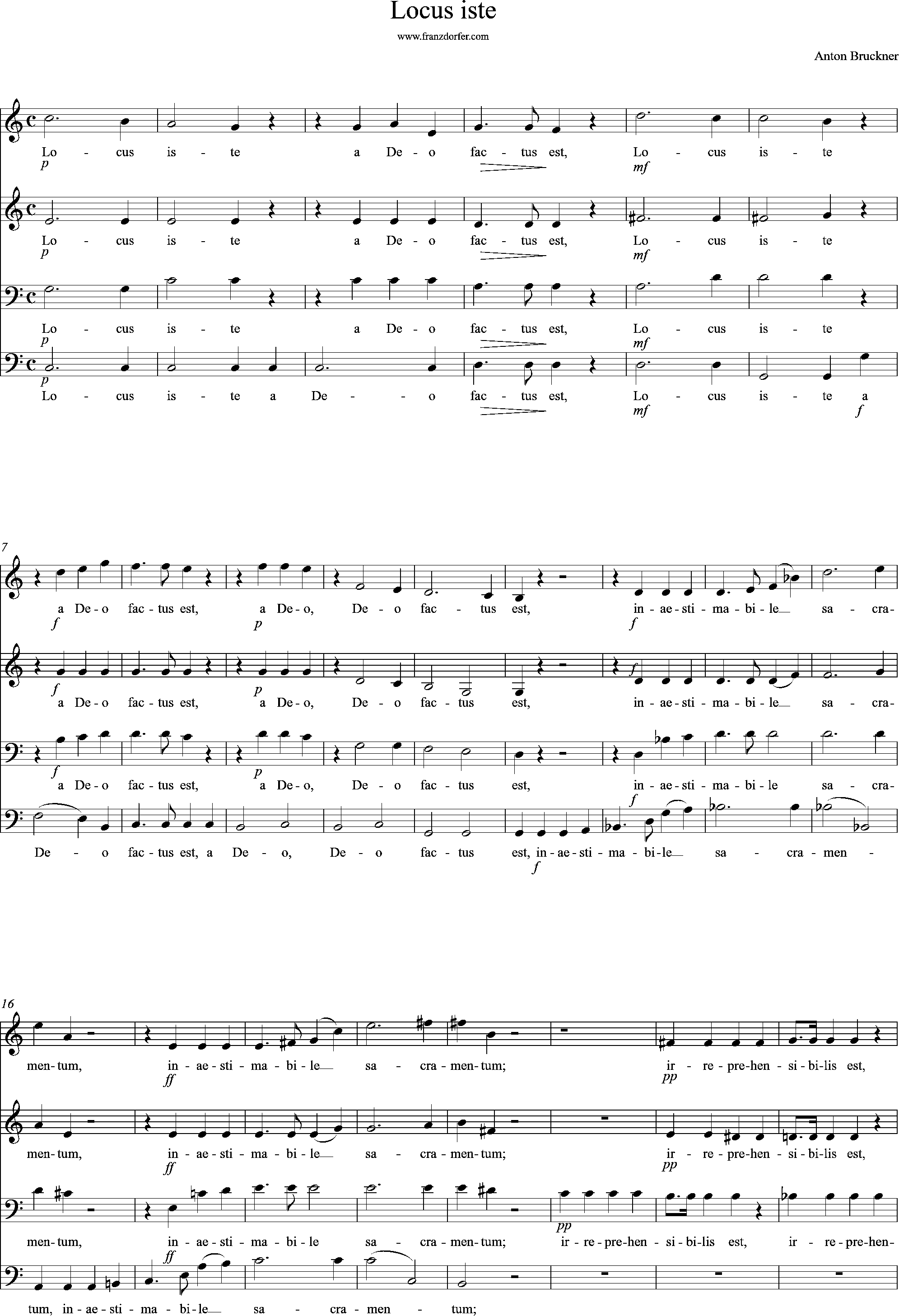 chornoten, C-Dur, Locus iste